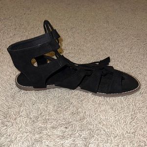 black lace up gladiator sandals